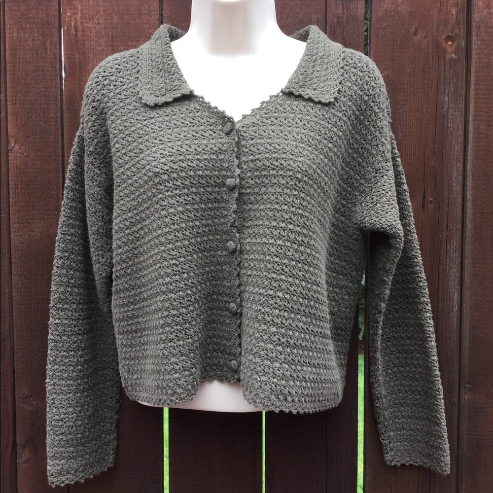 Tweeds Super Soft Brown Collared Button Up Sweater